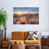Seaside Beach Landscape Canvas Painting Nordic Sea Sunset Prints Wood Bridge Wall Art Pictures Living Room Home Decor Cuadros
