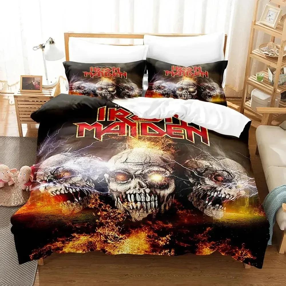 Iron Heavy Metal Maidens Bedding Set Duvet Cover Bed Set Quilt Cover Pillowcase Comforter king Queen Size Boys Adult Bedding Set