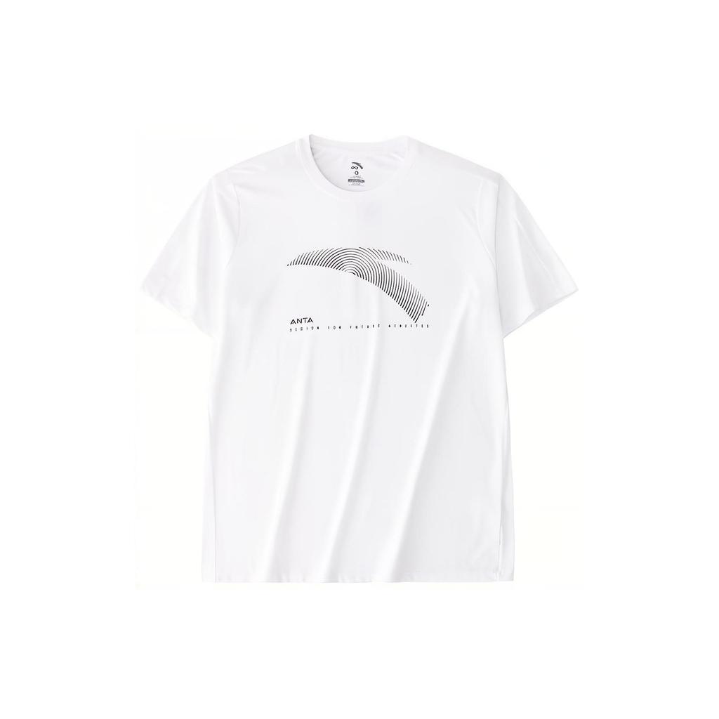 Anta Training Series Logo Letter Round Neck Breathable Comfortable Versatile Short Sleeve T-Shirt Men Tops Pure-White 952427120-4
