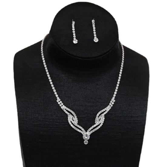 

2 шт./компл. комплект ожерелья и серег, многослойные свадебные украшения, изысканные элегантные серьги-капли со стразами