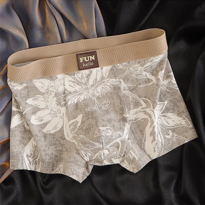 

Мужские хлопковые трусы-боксеры в стиле ретро - принт деним , дышащие, антибактериальный дизайн мандала . 3XL