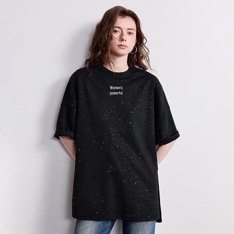 Chuyu Women's Glitter Print Loose Fit T-shirt
