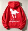 Retro Rock White Horse Pattern Printed Children's Hooded Sweatshirt - Boys' and Girls' Long-Sleeved Warm Clothing