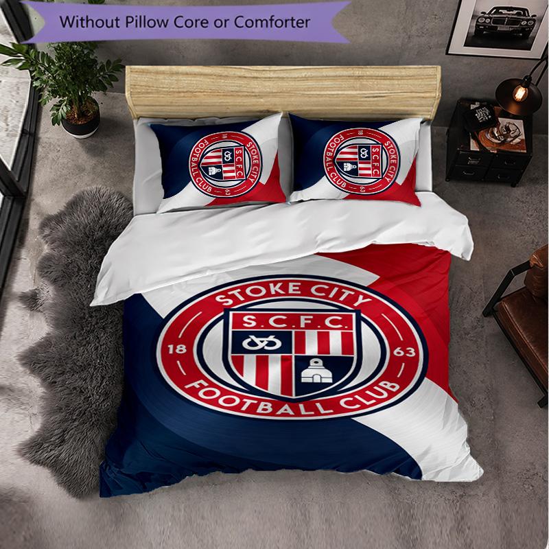 Stoke City Football Set Lenzuola 3 Pezzi Morbido Copripiumino con Federe Set Decorazione Camera da Letto per Casa