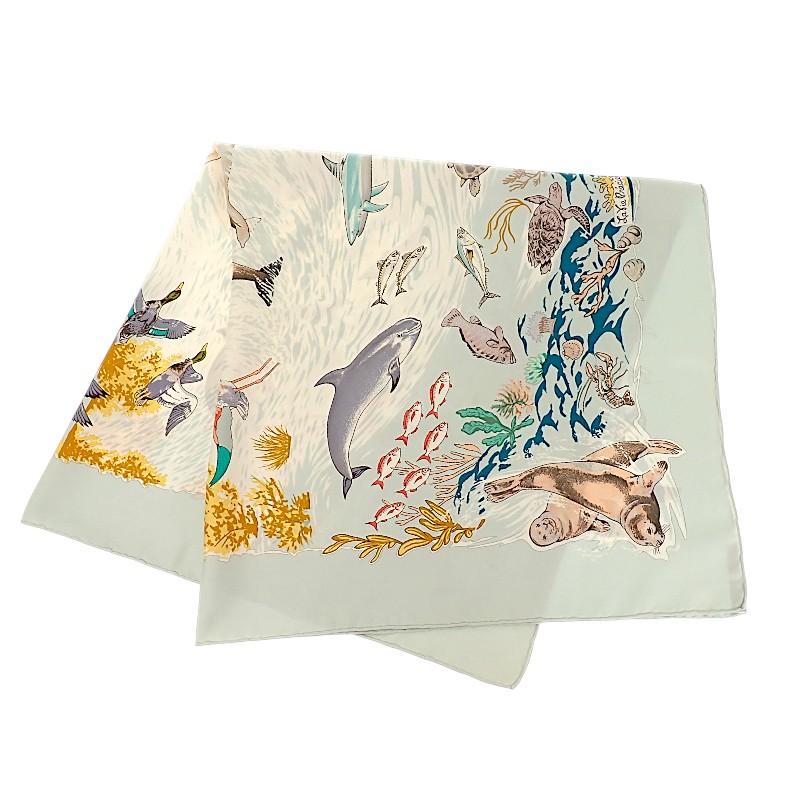 HERMES   Scarf Light Blue Silk Women
