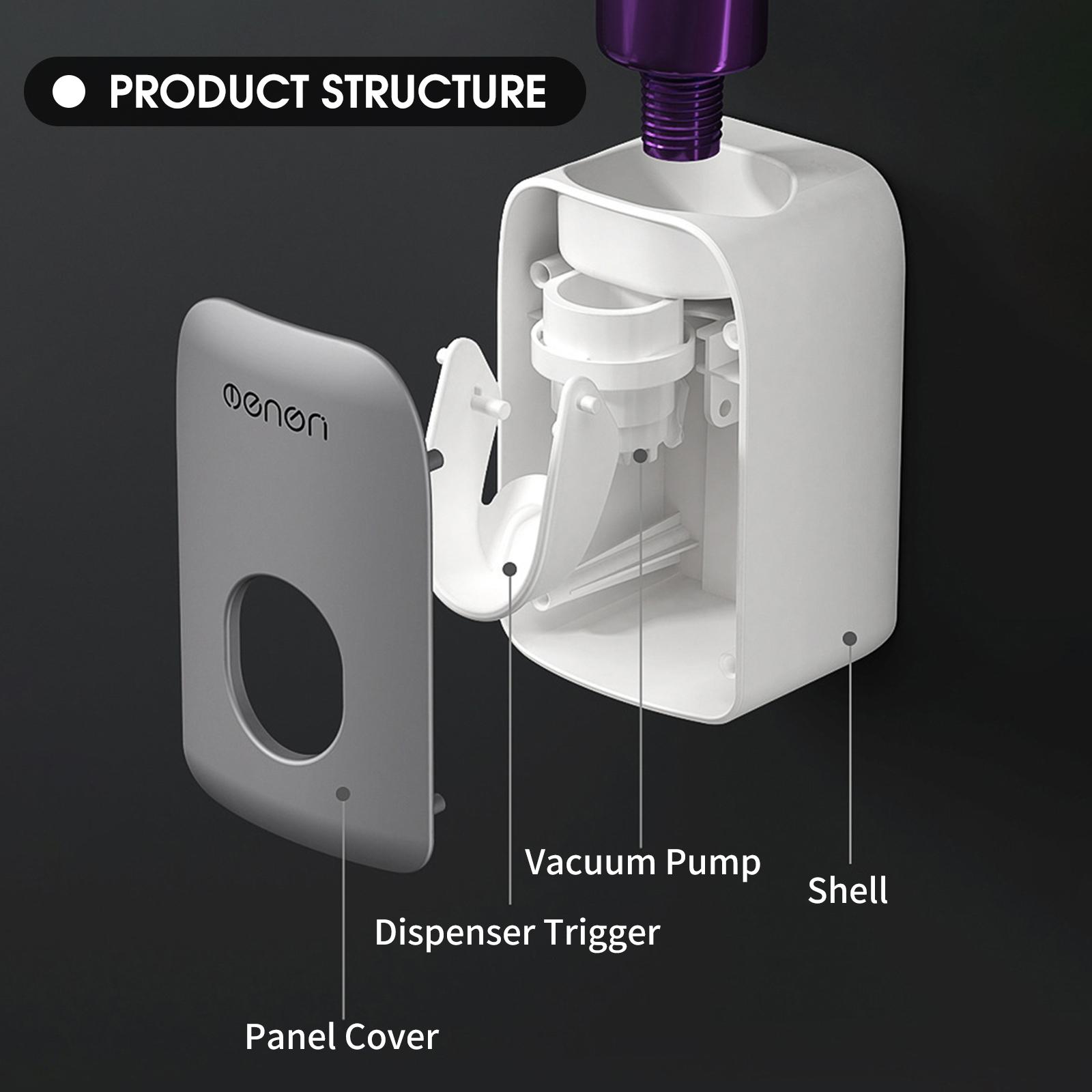 

Automatic Toothpaste Dispenser Kids Hands Free Wall Mounted Toothpaste Squeezer With Self stick Punch Free Toothpaste серый