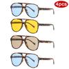 Protective Glasses 4pcs Trend Oversized Square Frame Women Sunglasses Colorful Lens Sun Glasses Outdoor Casual Eyewear UV400