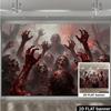 1 piece of 2D Flat Banner - Halloween banner featuring a group of zombies extending their bloody hands