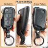3 Button Genuine Leather Key Ring Case Cover Shell Holder Protect For Volkswagen Golf 7 2015-20  Skoda Fabia 2014-20 Seat Leon