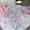 Transparenter Pünktchen-Regenschirm für Mädchen – Leichtgewichtiges, gewölbtes Design mit niedlichem Cartoon-Thema für Schulkinder