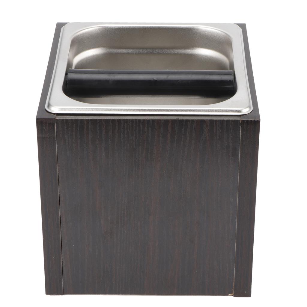 Abklopfbehälter Edelstahl Quadratisch Kaffeesatzbehälter Abfalleimer mit Holzbox