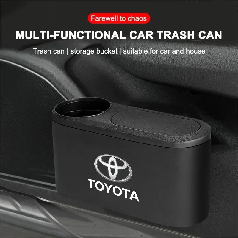 Can Auto Emblem Garbage Box Bin Storage Trash Car Accessories For Toyota Chr Corolla Yaris Rav4 E150 E120 Land Cruiser 200