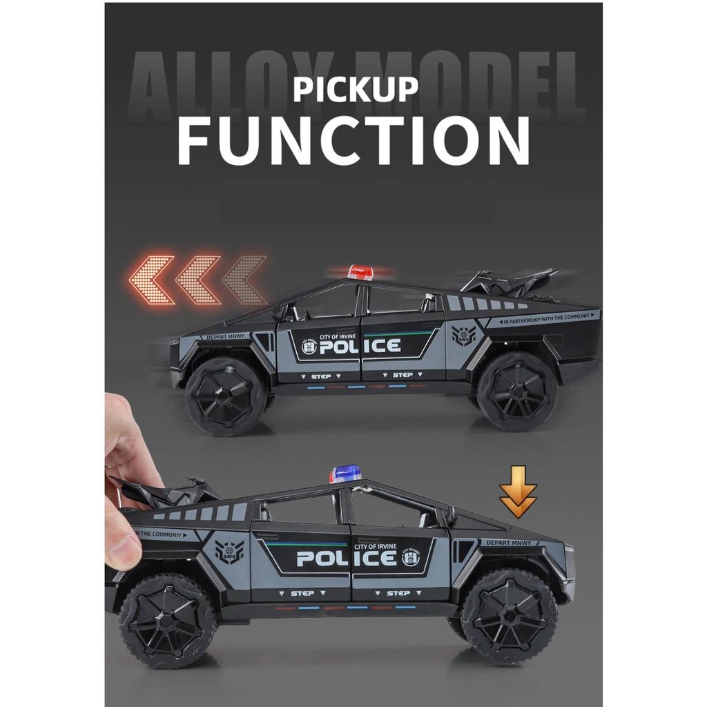 1/24 Tesla Cyber Trucks Alloy Pickup Car Model Diecast Metal Toy Off-road Vehicles Car Model Simulation Sound and Light Kids Gift