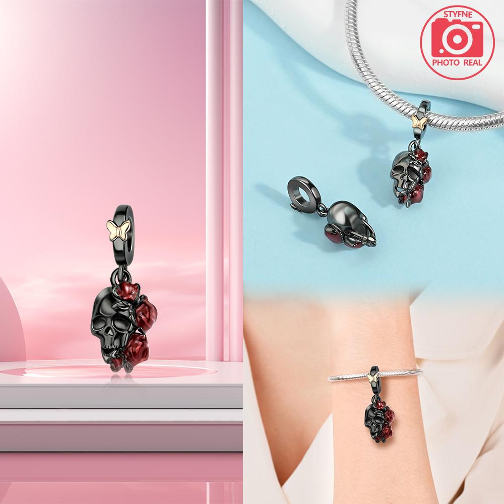 Copper Charms Flower Skull Pendant For Dangle Pendant Bead Jewelry Beads  New Gifts For Women