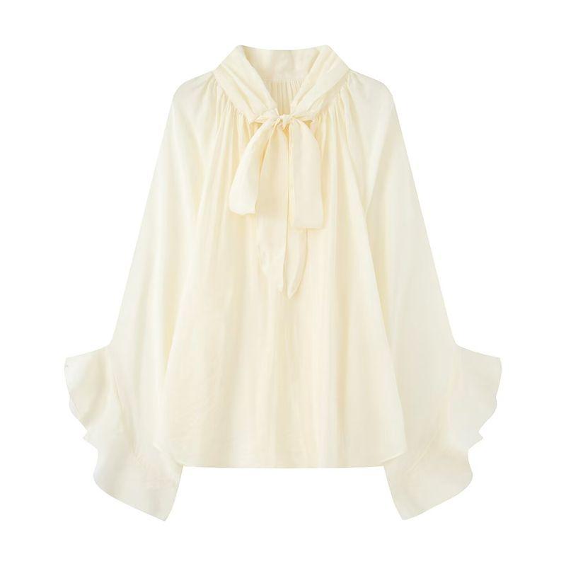 Kaslead New Women Clothes Western Style Fashion Casual Neckline Lace-up Perspective Top 1259011