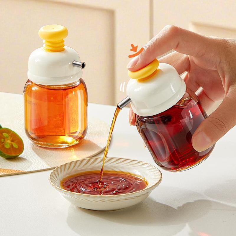 100Ml Cooking Oil Jar Glass Bottle Press Type Seasoning Storage Bottle Spice Metered Oil Control Bottle