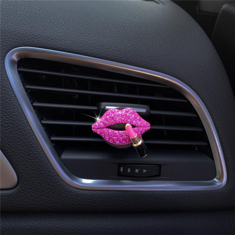 Full Diamond Lips Car Air Vent Perfume Clip Sexy Lipstick Aromatherapy Decoration