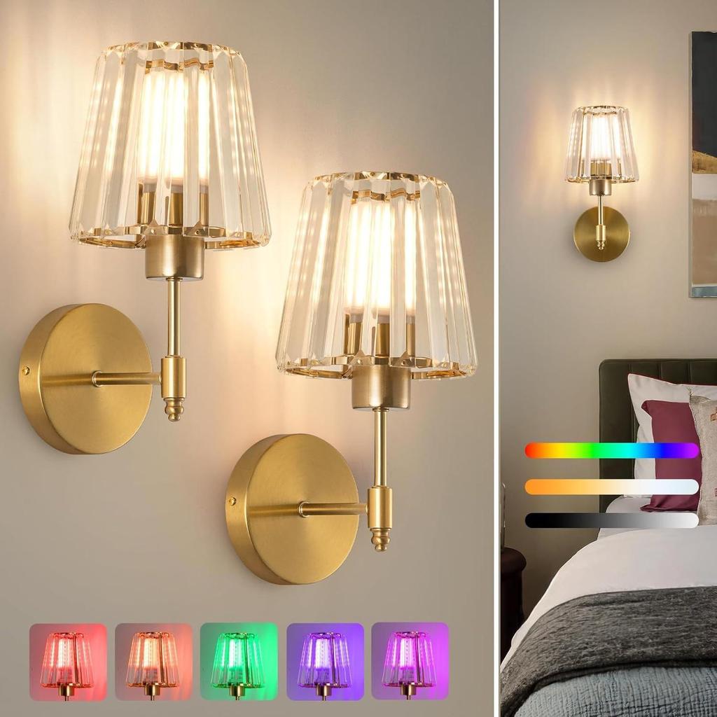 Wiederaufladbare RGB Fernbedienung Kristall Wandleuchte für Schlafzimmer & Wohnzimmer