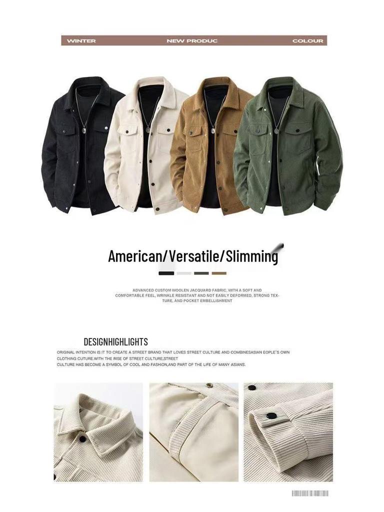 Japanese Retro Lapel Workwear Jacket - Men's Casual Loose Trendy Top for Spring and Autumn