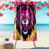 Fierce Vibrant Lion Blaze Print Beach Towel, Quick Drying, Suitable for Travel, Outdoor Sports, Jogging, the Beach and Swimming, Gift