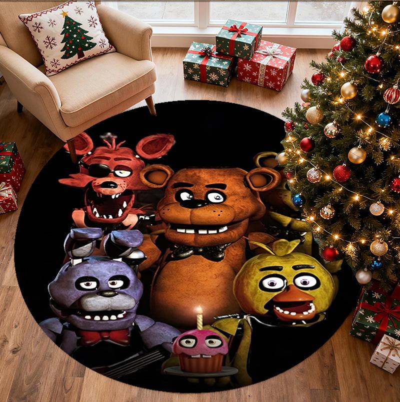 Five Nights at Freddy's Pattern Round Rug, Indoor/Outdoor Mat, for Picnic, Gameroom, Bedroom, Office, Living Room, Home Decor Carpet, Birthday Gift