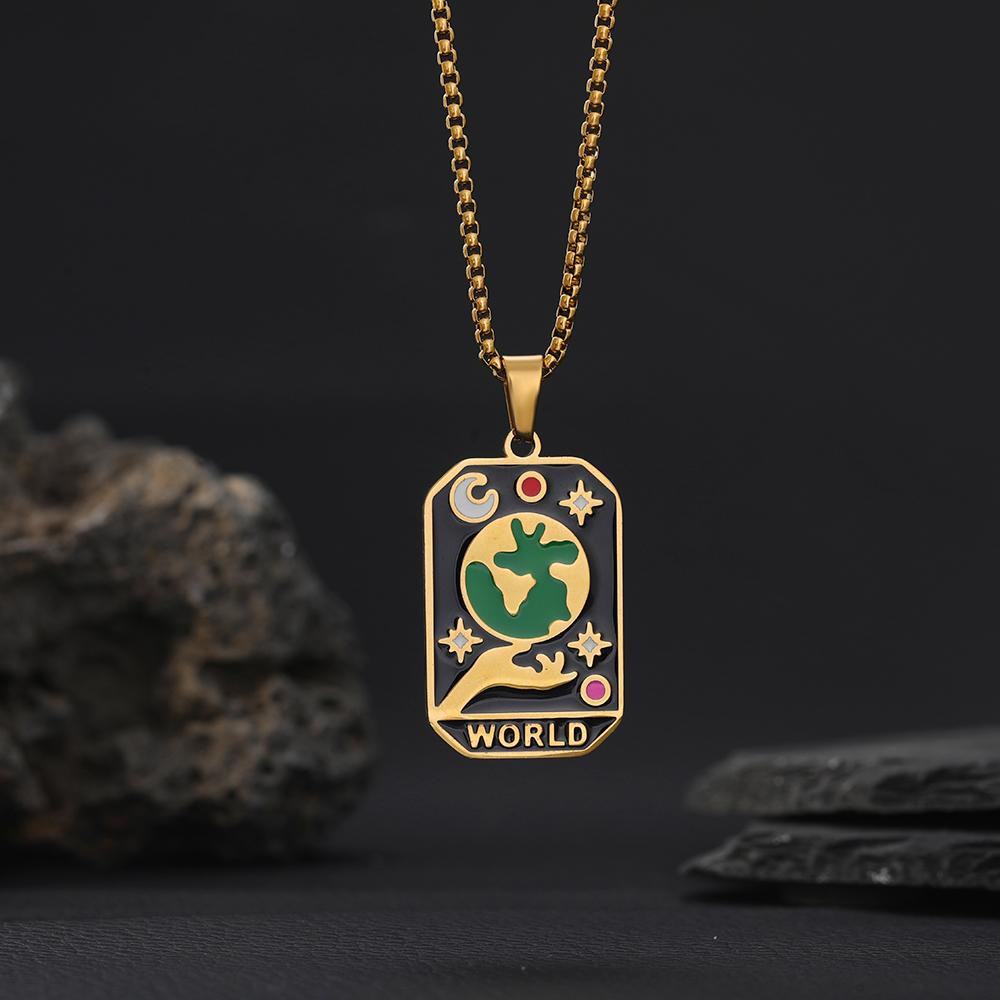 Tarot Card Neckalce Stainless Steel for Women Men Evil Eye Star Moon Sun Lovers One Piece Choker Original Design Jewelry Gifts