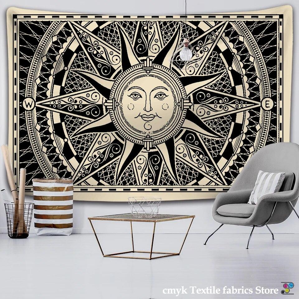 Sun God Moon God Tapestry Bohemian Style Wall Hanging Background Decoration Fabric Beautiful Mysterious Print Decoration