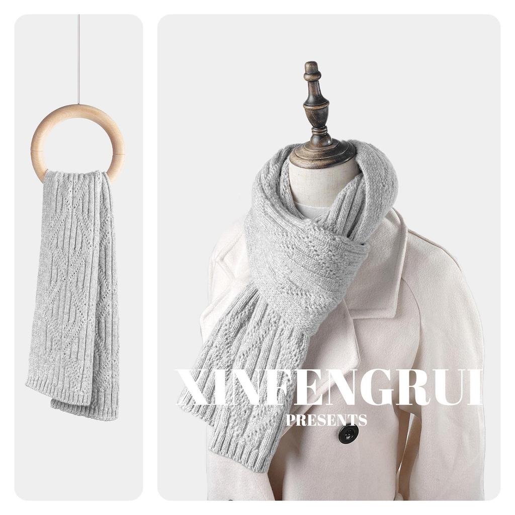 Women's Thickened Red Wool Scarf - Warm, Versatile, and Perfect for Autumn/Winter 2024