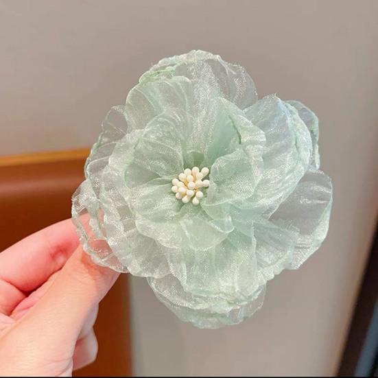 Hairpin Glitter Mesh Yarn Multi-Layered Flowers Decor Hair Clip Fairy Princess Style Hair Accessories