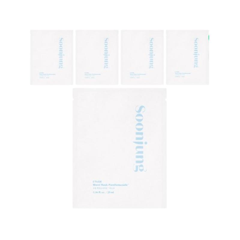 Etude SoonJung Panthensoside Sheet Mask – 5 Sheets | Soothing Hydrating Bamboo Sheet Mask for Sensitive Skin 5 Sheets