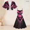 Women Plus Size White Floral Printed Batwing Sleeve Cropped Shrug Strappy Flared Dress Two Piece Set