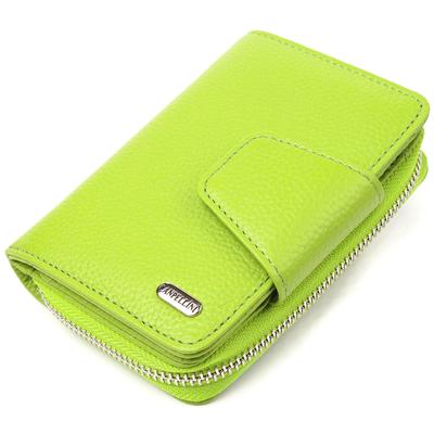 Vertikální světlá dámská peněženka s mincovníkem se zipem z pravé kůže CANPELLINI Wallet 21603 Lime