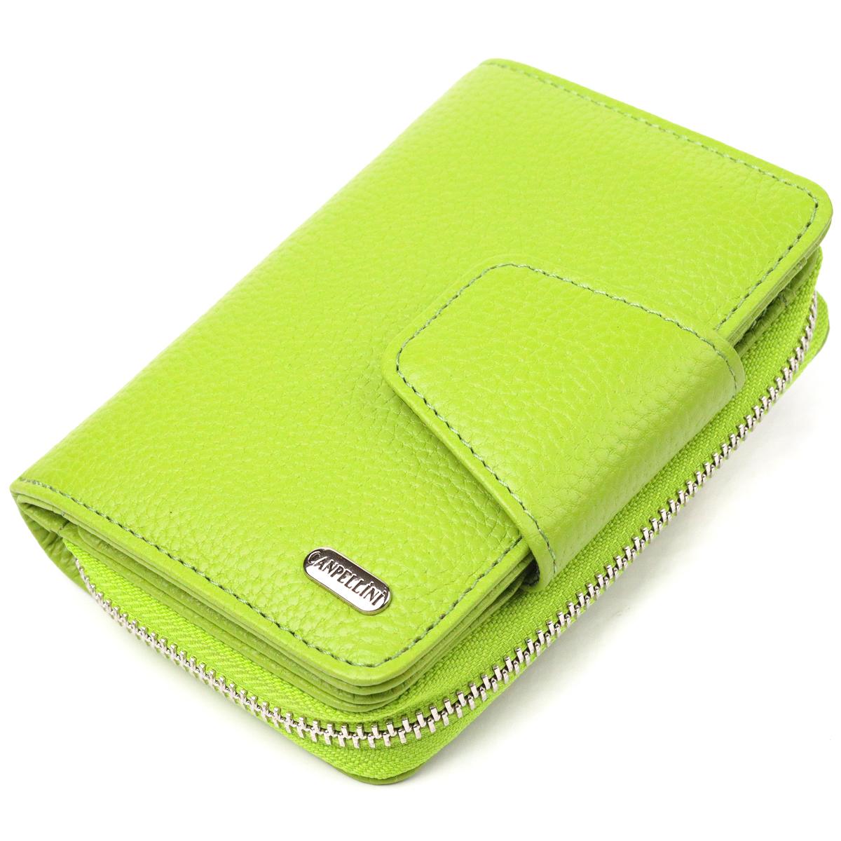 

Вертикальне яскраве жіноче портмоне з монетницею на блискавці з натуральної шкіри флотар CANPELLINI Wallet 21603