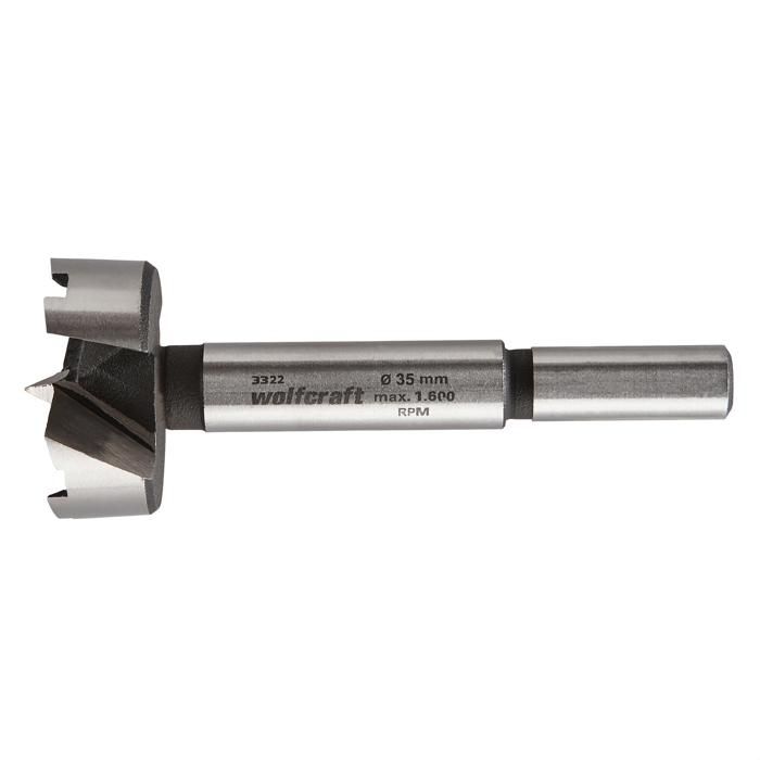Fraise à Bois d'Encastrement - wolfcraft - 3322000 - Diamètre 35 mm - Longueur 90 mm - Acier Chrome Vanadium