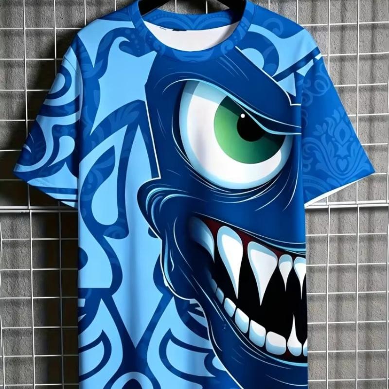 Evil Monster Pattern Print Versatile T-Shirt Fashionable Comfortable Breathable Soft Casual Sports Short Sleeve T-shirt