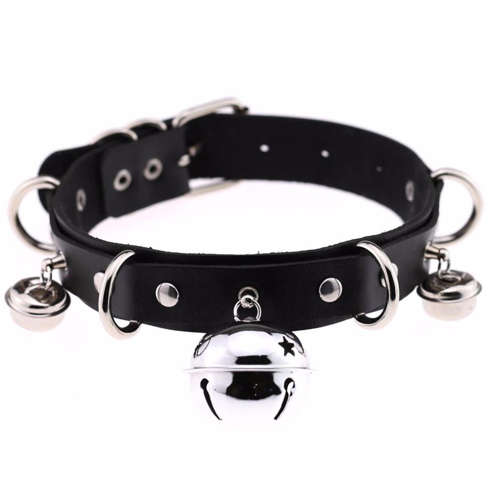 Yiran Jewelry Women's Trendy Punk Leather Choker Necklace Multilayer Bells Metal Chocker Collar Necklace Handmade Boho Gothic Costume Jewelry