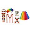 Clown Kostüm Set Feder Stirnband Regenbogen Tutu Rock Handschuhe Socken Hosenträger Fliege Zirkus Outfit Halloween Kostüm