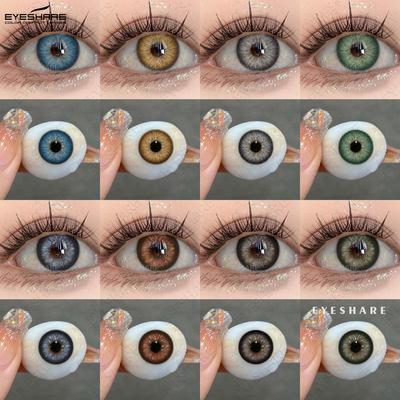 Lentes de Contato Coloridas Azuis Moda Lentes de Óculos Marrom Escuro Lentes de Beleza Natural Lentes Café Lentes Verdes 1 Par