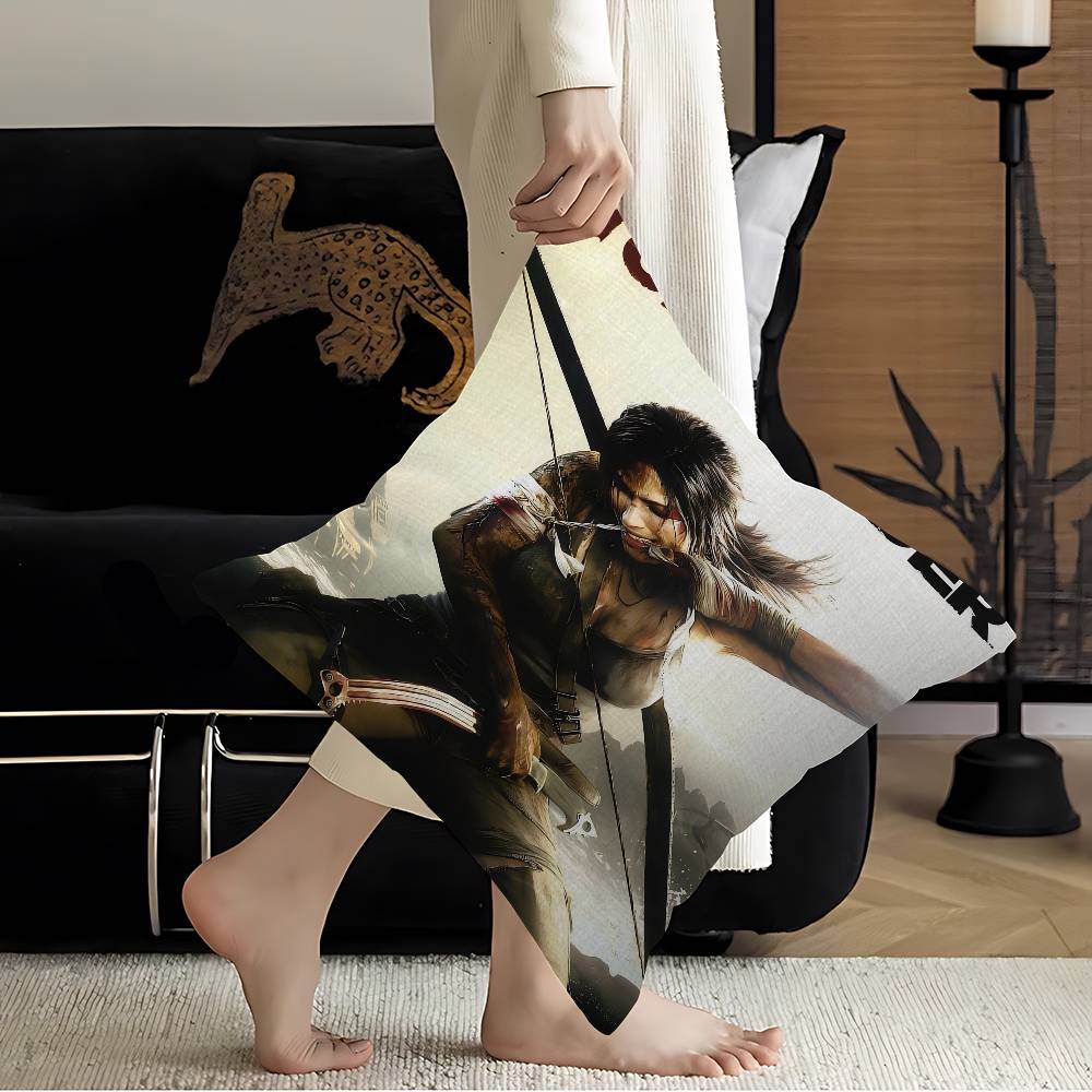 

Lara Croft Tomb Raider Cushion Cover Pillow Cover Decor Pillowcase Printed Cushion Case for Couch 12x12Inch