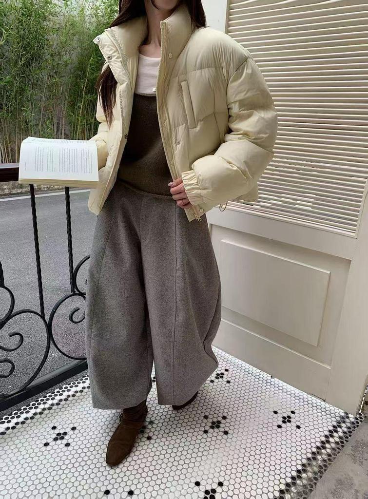 Petite Women's Korean Style White Duck Down Puffer Jacket - Sweet, Fresh, Loose Fit, Thickened for Winter