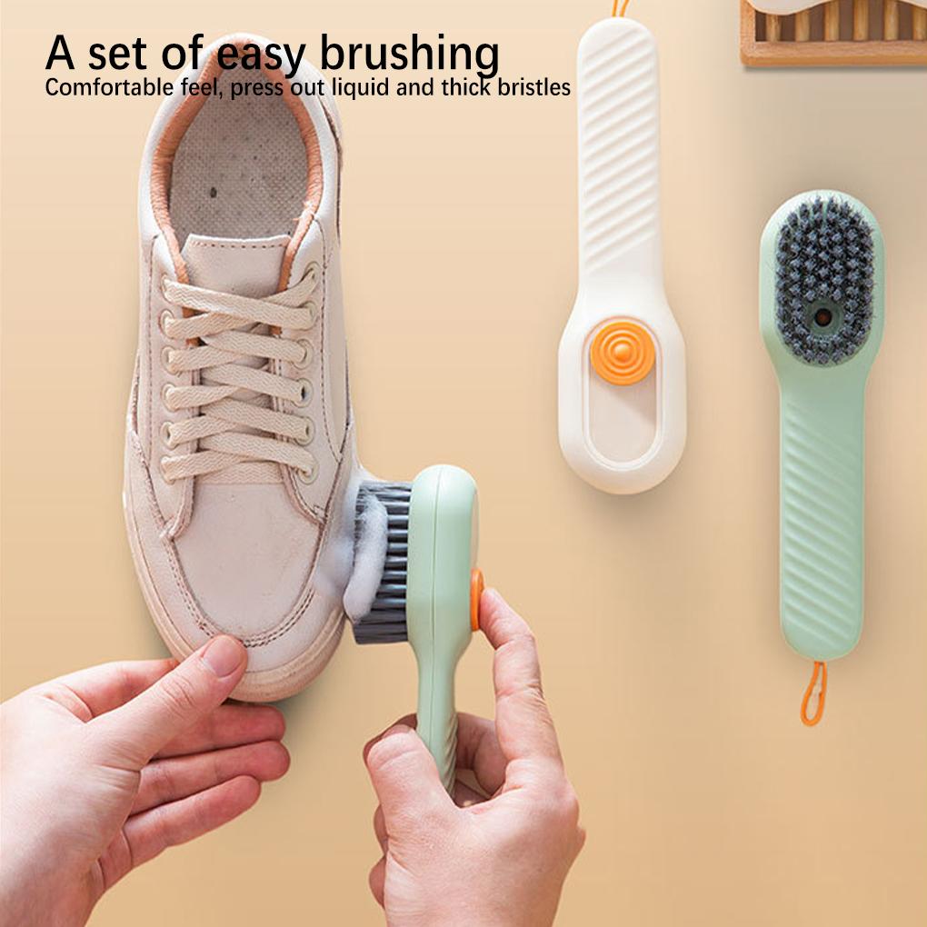 2pcs Soft-Bristled Shoe Brush Multifunctional Household Automatic Filling Liquid BrushesLong Handle Brushes Kitchen Dish Washers