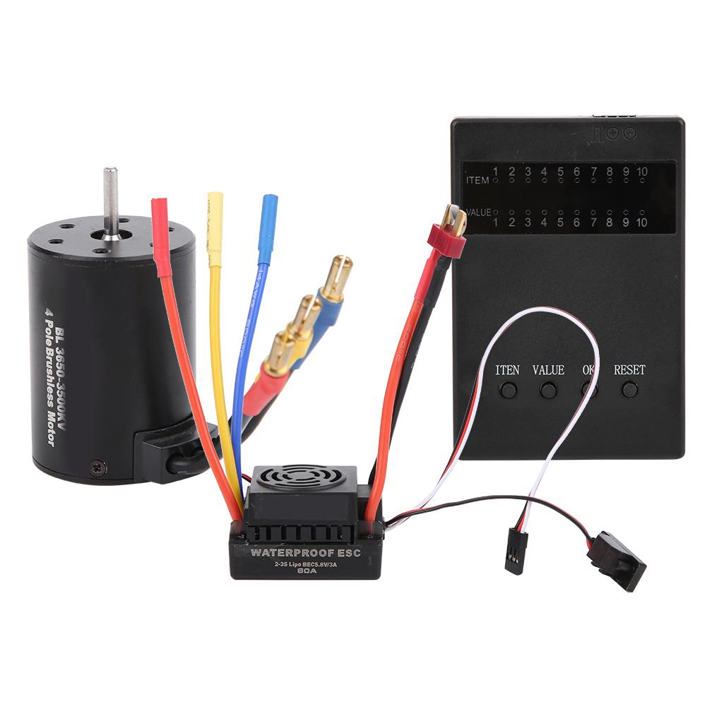 

3650 3500KV Brushless Motor Program Card 60A ESC with Waterproof BEC for 1/10 RC Car