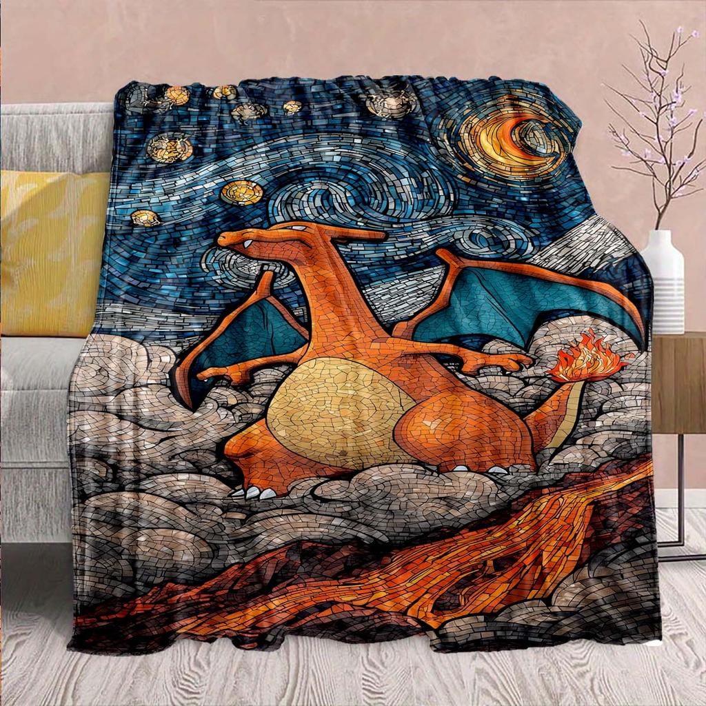 Pokémon Anime Flannel Blanket - Soft Warm Perfect for Sofa, Bedding Camping Travel Office Home Decor 