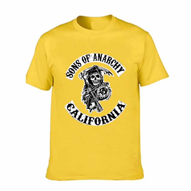 

Дивовижна футболка Casual Oversize New Sons of Anarchy Футболка Samcro Rock Punk Style Чоловічі футболки Графічний вуличний одяг Літня футболка 4XL жовтий