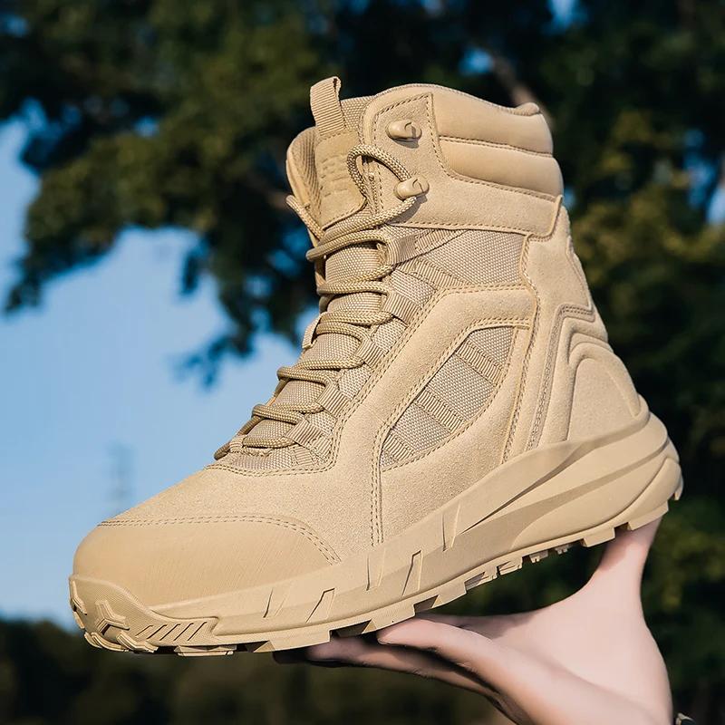 2025 Fashion Men's Desert Combat Boots Outdoor Leather Hiking Shoes Men Hunting Work Safty Shoes Men's Short Boots ankle boots