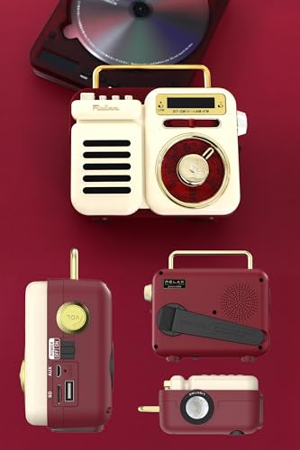 RELAX Multi Retro Radio with Speaker, 7-in-1 Portable Radio, Bluetooth, MP3 Music Playback, LED Light, Flashlight, Power Bank, Multi-Function Radio, R