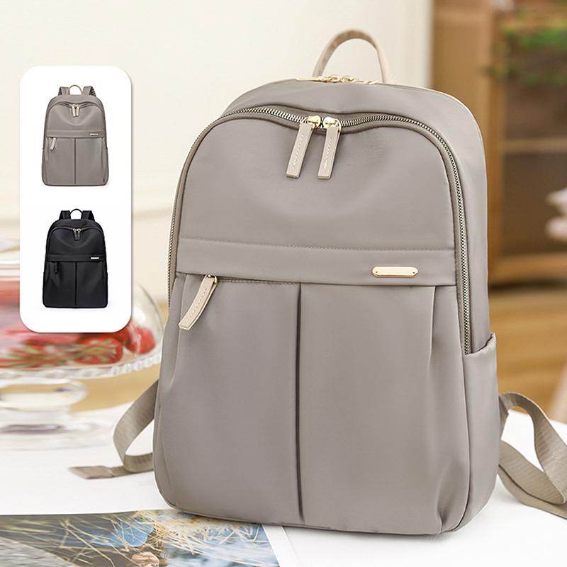 Daily Large Capacity Travel School Backpacks Ladies Pure Color Shoulder Knapsacks Nylon Zipper Shopping Rucksacks