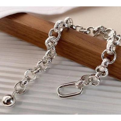 Original Single Heavy Industry Bracelet, Round Ball Bell, Personalized Thick Chain, Adjustable Light Luxury Niche High-end Titanium Steel Bracelet