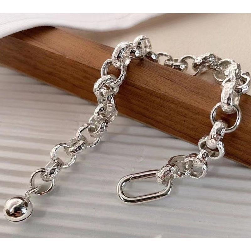 Original Single Heavy Industry Bracelet, Round Ball Bell, Personalized Thick Chain, Adjustable Light Luxury Niche High-end Titanium Steel Bracelet