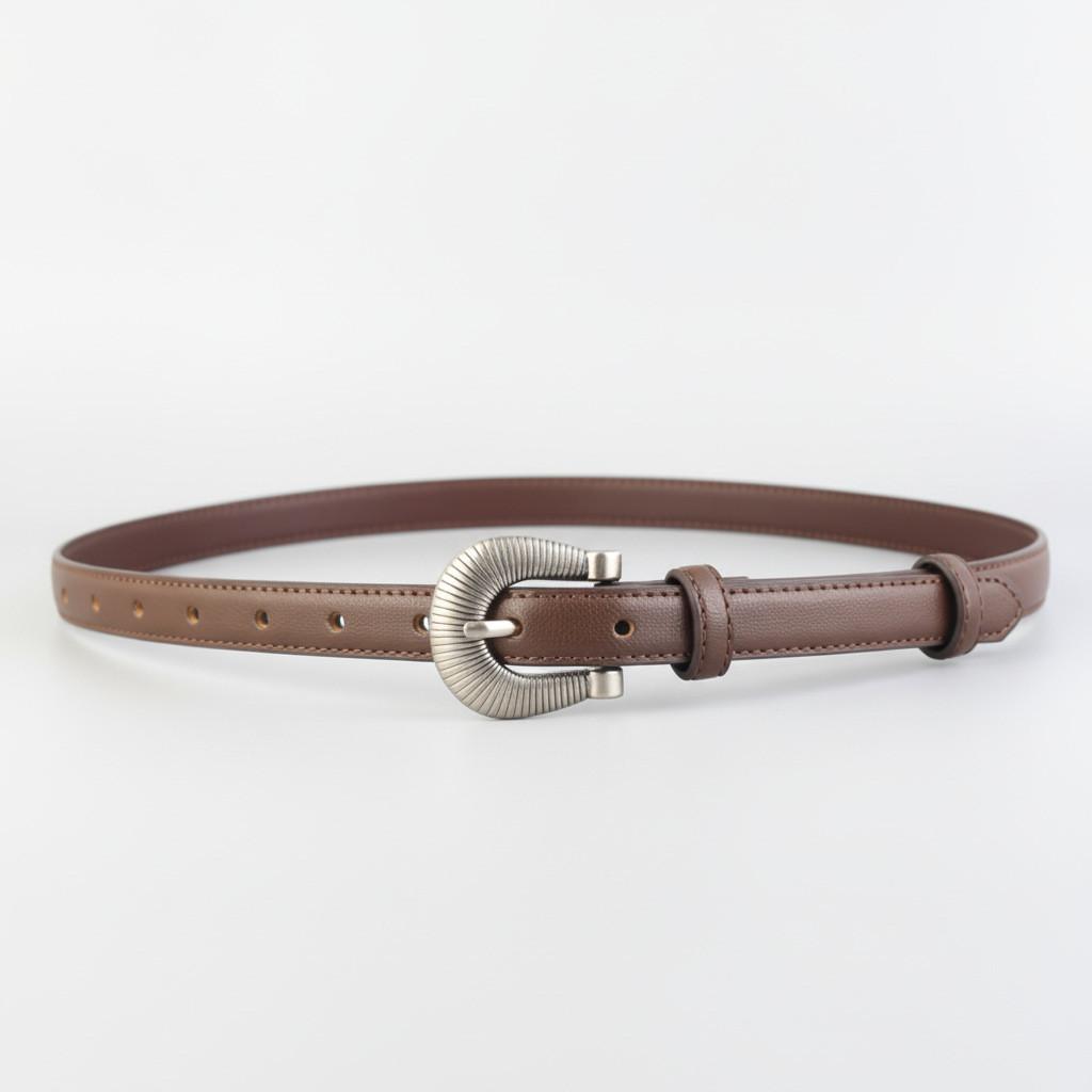 Cross Mirror Womens Leather Belt With Pin Buckle For Casual And Office Wear